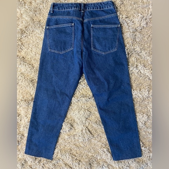 NWT ASOS Design Raw Hem Dark Blue Wash High Rise Mom Denim Jeans W29 L30 - Picture 2 of 6